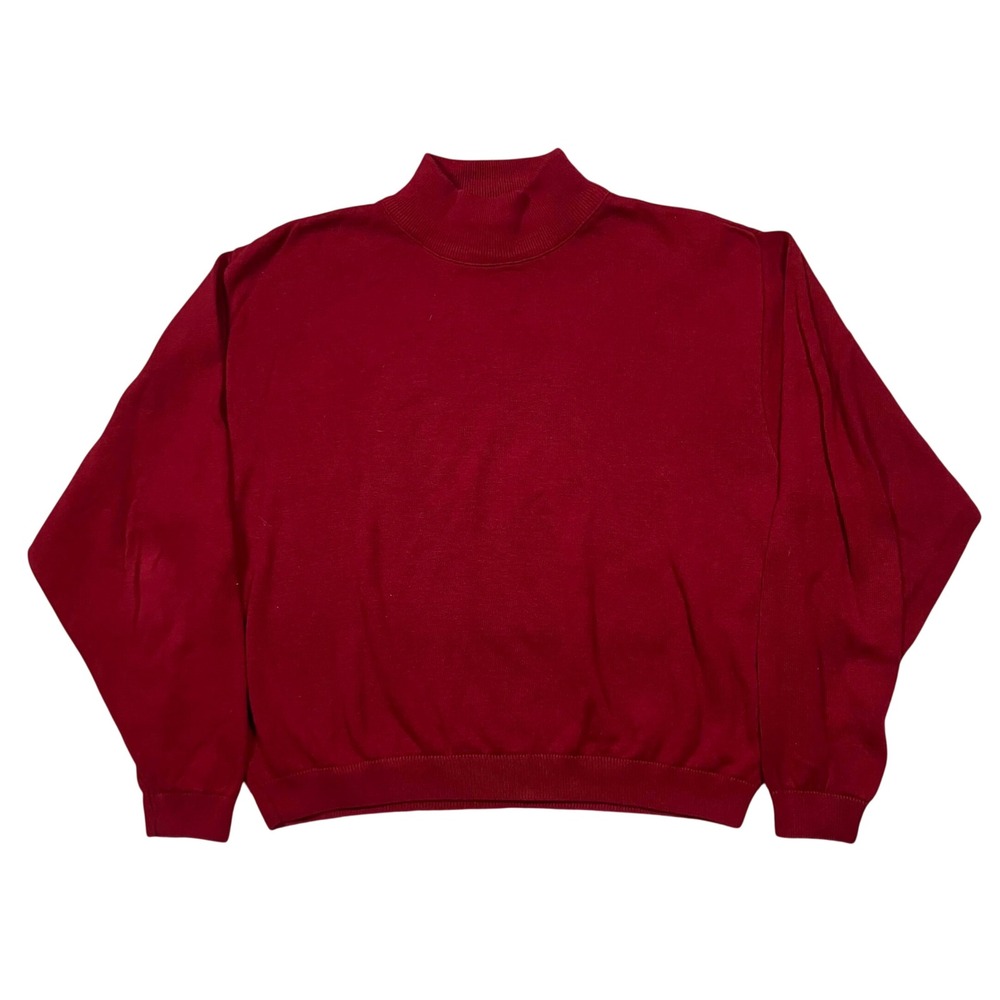 Vintage 80s Pendleton Red‎ Mock Neck Cotton Sweater Made in USA Mens XL 90s